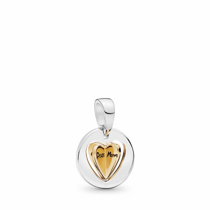 Pandora Mom’s Golden Heart Dangle Charm NZ, Sterling Silver (681027-ROC)